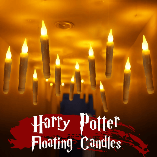 Christmas Decorations for H arry P otter 12 Pcs Hanging LED Floating Candles with Remote Control Taper Candles Christmas Xams Decor for Party, Birthday, Wedding and Church Supplies EasyOptionXY LLC