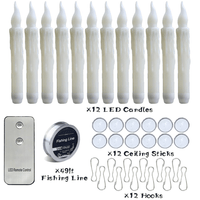 Christmas Decorations for H arry P otter 12 Pcs Hanging LED Floating Candles with Remote Control Taper Candles Christmas Xams Decor for Party, Birthday, Wedding and Church Supplies EasyOptionXY LLC