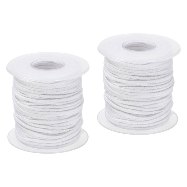 Uxcell 21 PLY 200 Ft Long 2mm Flat Wide Cotton Braided Candle Wick, 2 Pack EasyOptionXY LLC