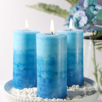 Meltone Ocean Scented Pillar Candles,60+ Hrs Long Burning Candles, Set of 3 Blue Candles for Home Scented (3x6'') EasyOptionXY LLC