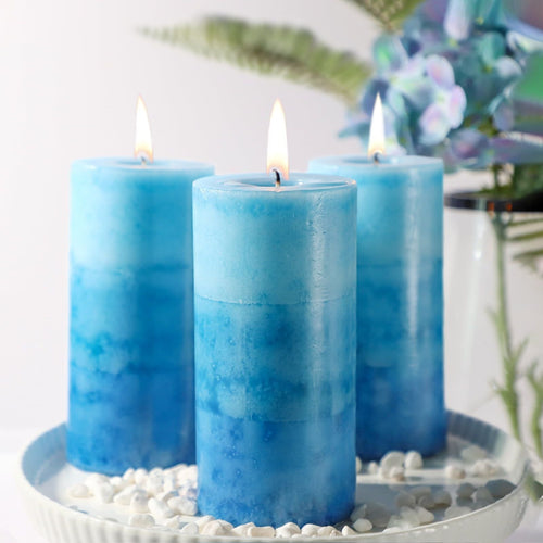 Meltone Ocean Scented Pillar Candles,60+ Hrs Long Burning Candles, Set of 3 Blue Candles for Home Scented (3x6'') EasyOptionXY LLC