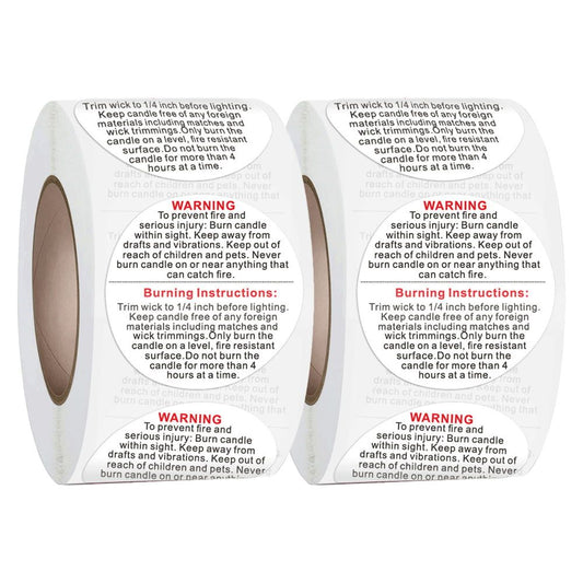 1000PCs White Circular Candle Warning Stickers Candle Jar Container Labels Candle Sticker Label Candle Safety Sticker Candle Label for DIY Candle Making - 1 -inch EasyOptionXY LLC