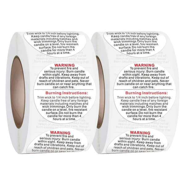 1000PCs White Circular Candle Warning Stickers Candle Jar Container Labels Candle Sticker Label Candle Safety Sticker Candle Label for DIY Candle Making - 1 -inch EasyOptionXY LLC