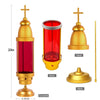 Red Cemetery Light with Gold Dome,Grave candle,Latin Cross Cemetery candle,Cemetery decorations for grave,Grave decorations for cemetery,Cemetery Light Candle Holder, Mausoleum Candle Holder EasyOptionXY LLC