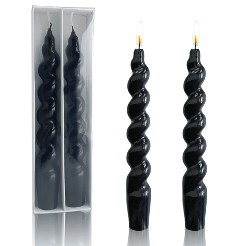 XINAOBAOLUO 7.5 inch Unscented Candles Dripless Taper Candles Black Candle Sticks Smokeless Twisted Candles Pack of 2 EasyOptionXY LLC