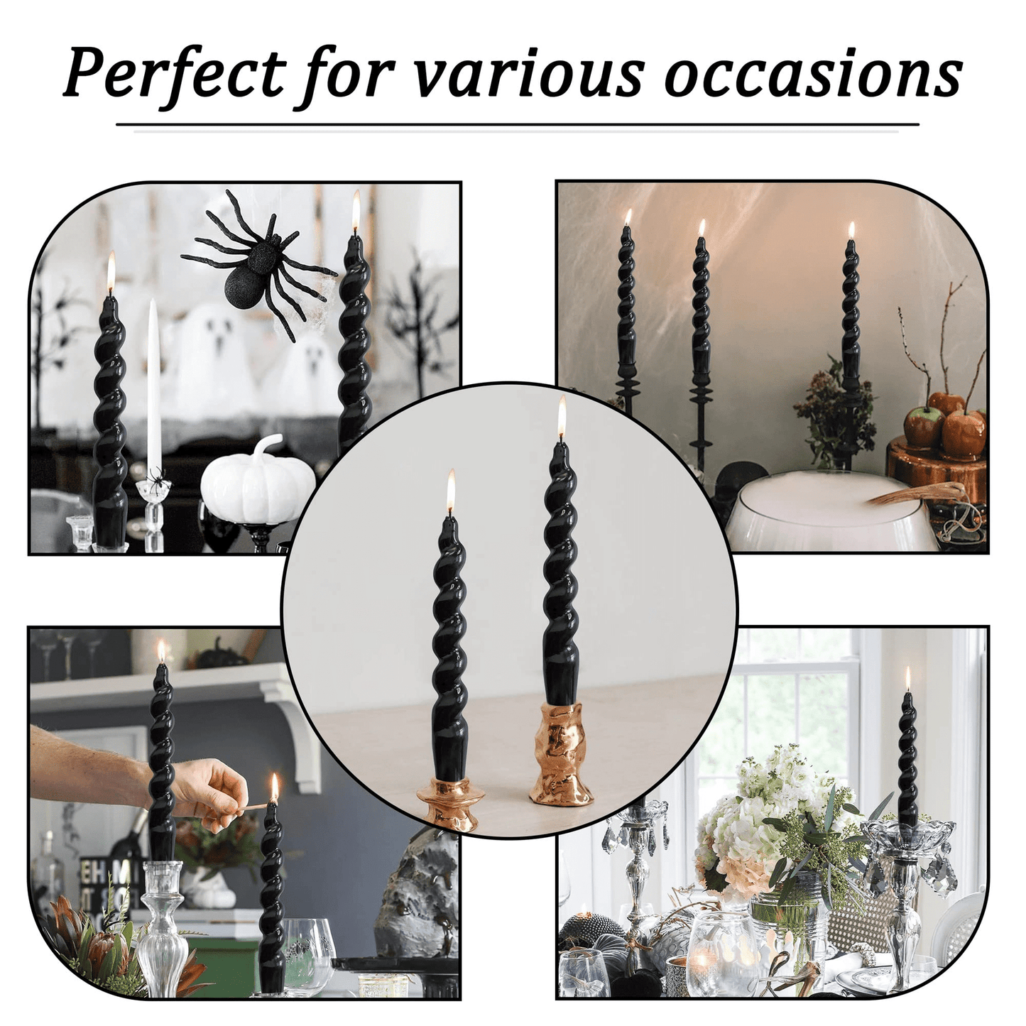 XINAOBAOLUO 7.5 inch Unscented Candles Dripless Taper Candles Black Candle Sticks Smokeless Twisted Candles Pack of 2 EasyOptionXY LLC