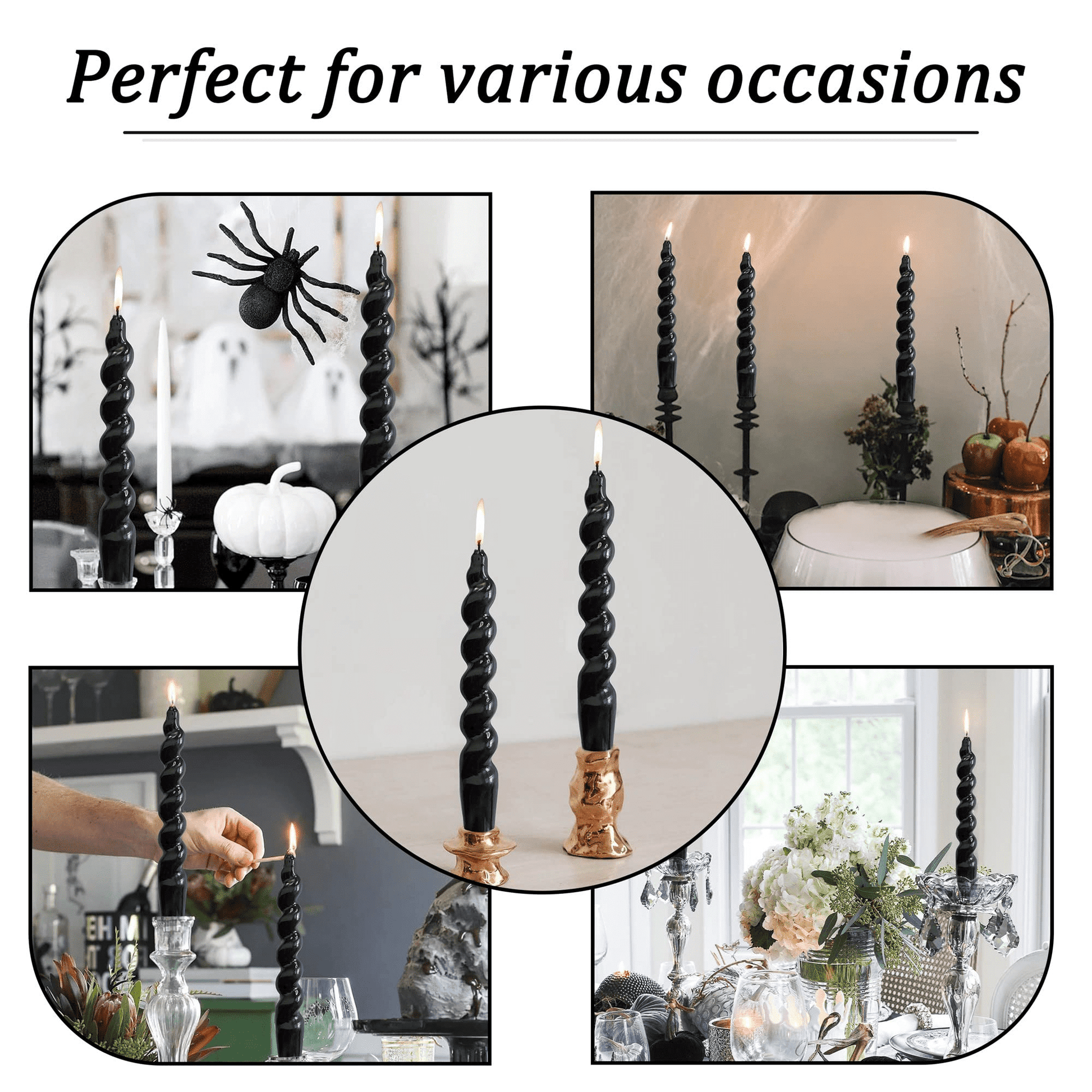 XINAOBAOLUO 7.5 inch Unscented Candles Dripless Taper Candles Black Candle Sticks Smokeless Twisted Candles Pack of 2 EasyOptionXY LLC