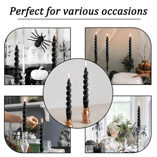 XINAOBAOLUO 7.5 inch Unscented Candles Dripless Taper Candles Black Candle Sticks Smokeless Twisted Candles Pack of 2 EasyOptionXY LLC