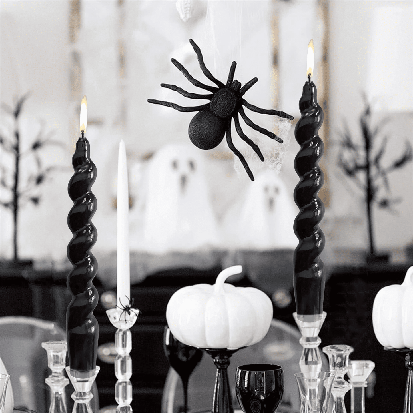 XINAOBAOLUO 7.5 inch Unscented Candles Dripless Taper Candles Black Candle Sticks Smokeless Twisted Candles Pack of 2 EasyOptionXY LLC