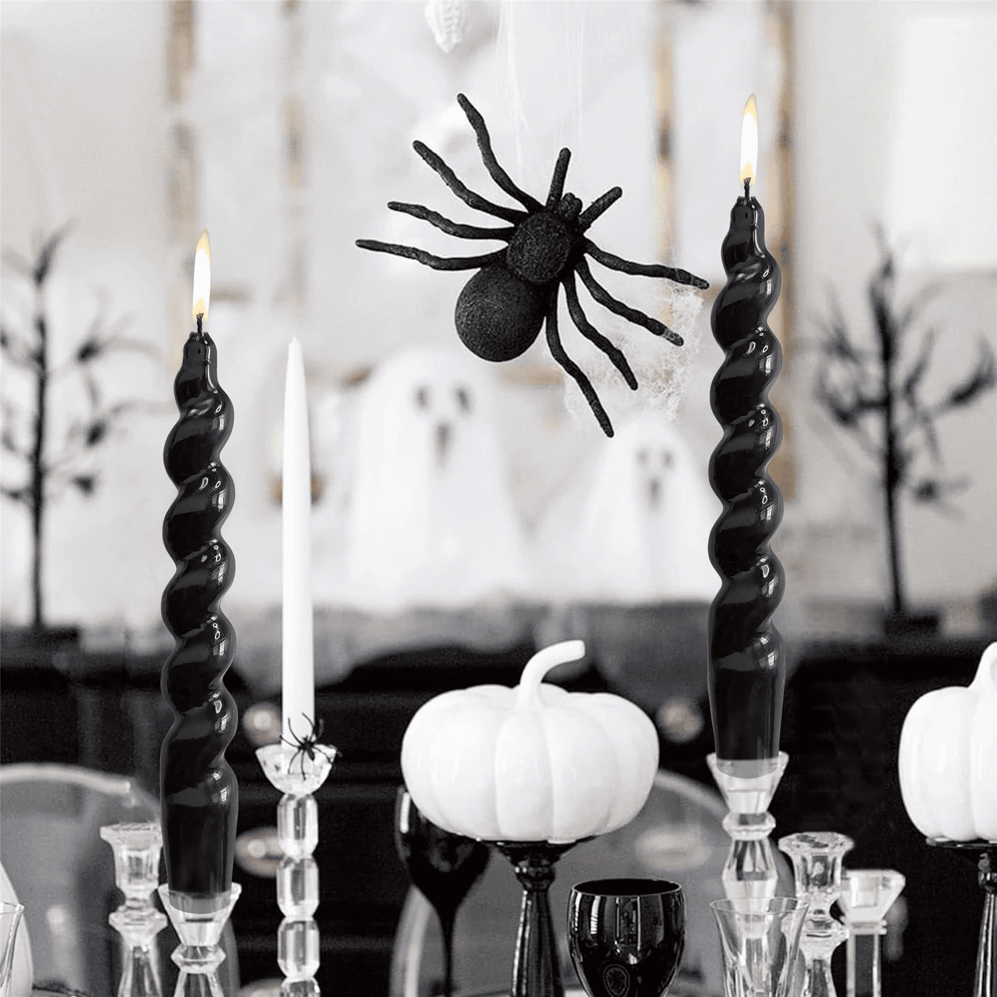 XINAOBAOLUO 7.5 inch Unscented Candles Dripless Taper Candles Black Candle Sticks Smokeless Twisted Candles Pack of 2 EasyOptionXY LLC