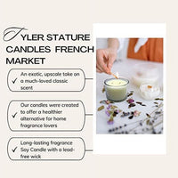 Tyler Candle Company French Market Stature Candle - Luxury Home Fragrance French Market Scented Candle - Stature Model Home Decor in Clear Glass Candle Holder - 16 Oz, 2 Wick Candle w Bonus Key Chain EasyOptionXY LLC