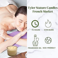 Tyler Candle Company French Market Stature Candle - Luxury Home Fragrance French Market Scented Candle - Stature Model Home Decor in Clear Glass Candle Holder - 16 Oz, 2 Wick Candle w Bonus Key Chain EasyOptionXY LLC