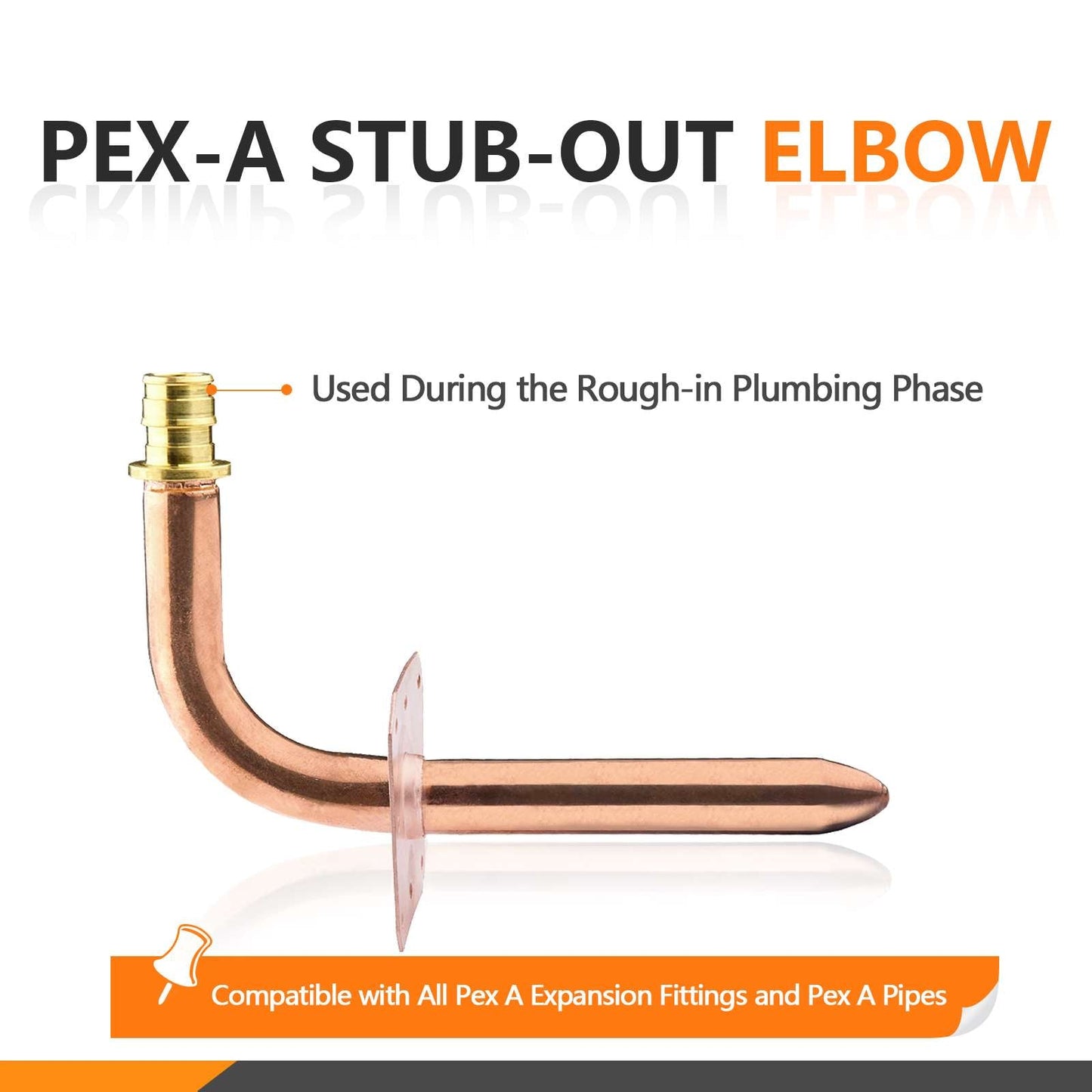 PEX A Expansion 1/2" 8" Copper Stub with Wall Flange