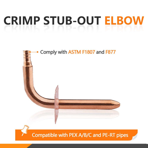 PEX Crimp 1/2" 6" Copper Stub with Wall Flange Plumbingsell