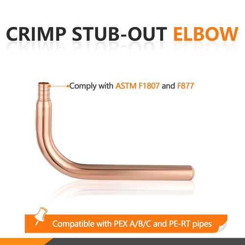 PEX Crimp 1/2" 6" Copper Stub Plumbingsell
