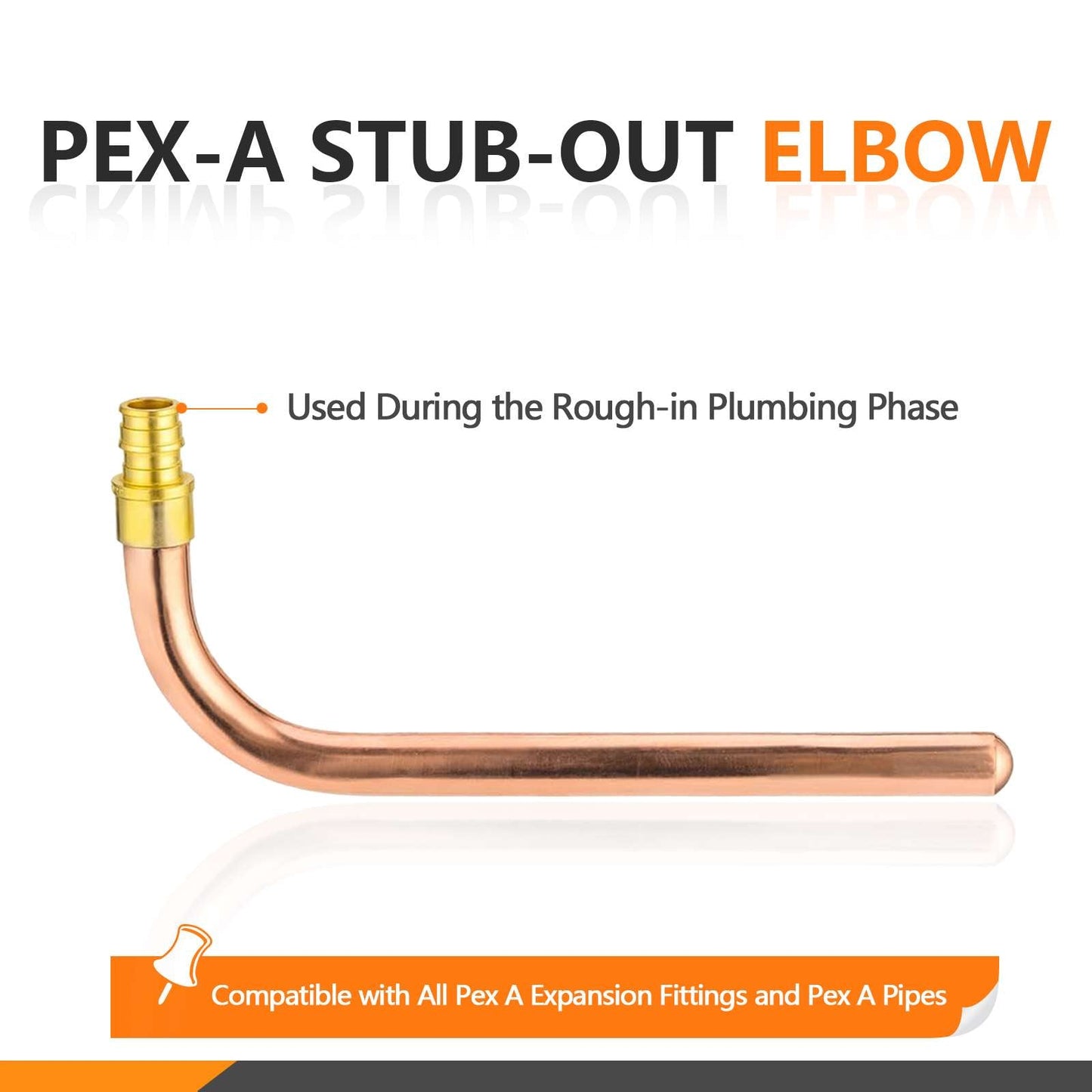 PEX A Expansion 1/2" 8" Copper Stub