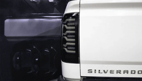 AlphaRex 14-18 Chevrolet Silverado 1500 / 15-19 Silverado 2500HD/3500HD / 15-19 GMC Sierra 3500HD Dually LUXX-Series LED Tail Lights Black OffRoadUSA.com