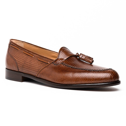 14-580-CGN FRANCO Teju Lizard Tassel Loafer, Cognac Zelli Italia