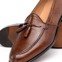 14-580-CGN FRANCO Teju Lizard Tassel Loafer, Cognac Zelli Italia