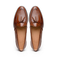 14-580-CGN FRANCO Teju Lizard Tassel Loafer, Cognac Zelli Italia