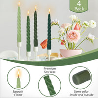 FCMSHAMD 7.3 inch Handmade Taper Candles Gradiented Green Candle Sticks Unscented Spiral Candles Sets for Home Decoration Wedding Party , Pack of 4 EasyOptionXY LLC