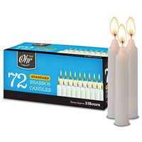 Ohr Candles, 3 Hour Shabbat, Emergency, and Prayer Unscented Taper Candles - White (72 Pack) EasyOptionXY LLC