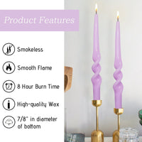 FCMSHAMD Dripless Taper Candles 10 inch Purple Handmade Candle Sticks Unscented Candles, Pack of 2 EasyOptionXY LLC