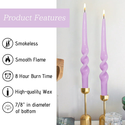FCMSHAMD Dripless Taper Candles 10 inch Purple Handmade Candle Sticks Unscented Candles, Pack of 2 EasyOptionXY LLC