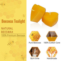 FCMSHAMD Tea Lights - Pack of 36, Premium Beeswax, 0.6 oz Each, 3-4 Hours Burn Time EasyOptionXY LLC