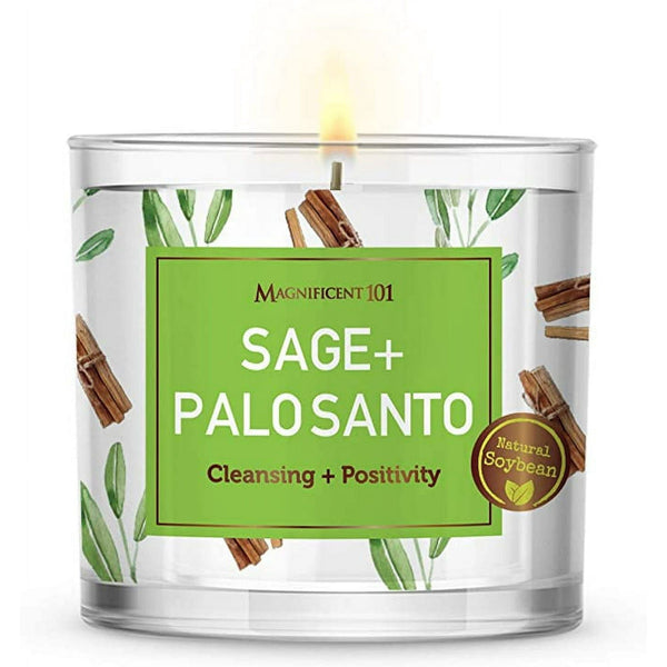 Magnificent 101,14oz Natural Soy Aromatherapy Candle With Sage and Palo Santo, Woody & Earthy Scented EasyOptionXY LLC