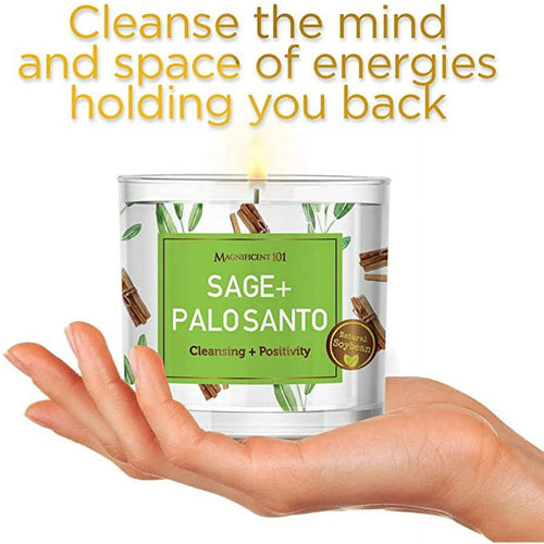 Magnificent 101,14oz Natural Soy Aromatherapy Candle With Sage and Palo Santo, Woody & Earthy Scented EasyOptionXY LLC