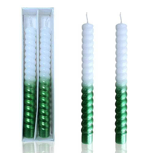FCMSHAMD 8.46'' Green Taper Candles - Spiral Dripless (2 Pack) EasyOptionXY LLC