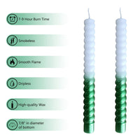 FCMSHAMD 8.46'' Green Taper Candles - Spiral Dripless (2 Pack) EasyOptionXY LLC