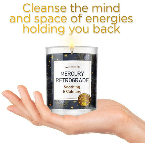 Magnificent 101 Set of 3 Long-Lasting Mercury Retrograde Aromatherapy Candles 10.5 Oz - 42-Hour Burn 100% Soy Wax, Herbs Ideal for Meditation, Energy Cleansing & Manifestation EasyOptionXY LLC