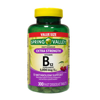 Spring Valley Extra Strength Vitamin B12 Fast Dissolve Dietary Supplement; 5000 mcg; 300 Count EasyOptionXY LLC