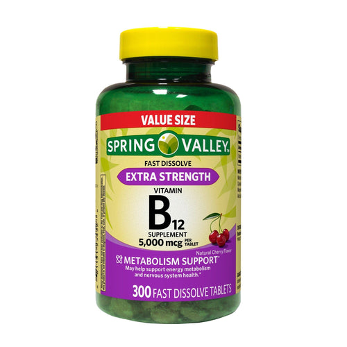 Spring Valley Extra Strength Vitamin B12 Fast Dissolve Dietary Supplement; 5000 mcg; 300 Count EasyOptionXY LLC