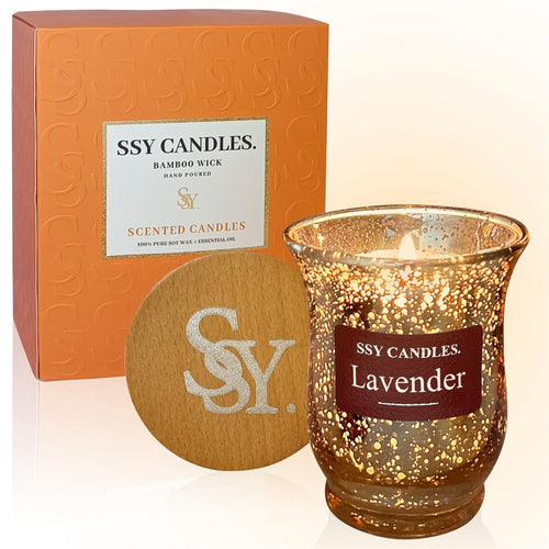 Scented Lavender Soy Wax Jar Candle with Wooden Wick - 8.4oz, Burns for 50 Hours EasyOptionXY LLC