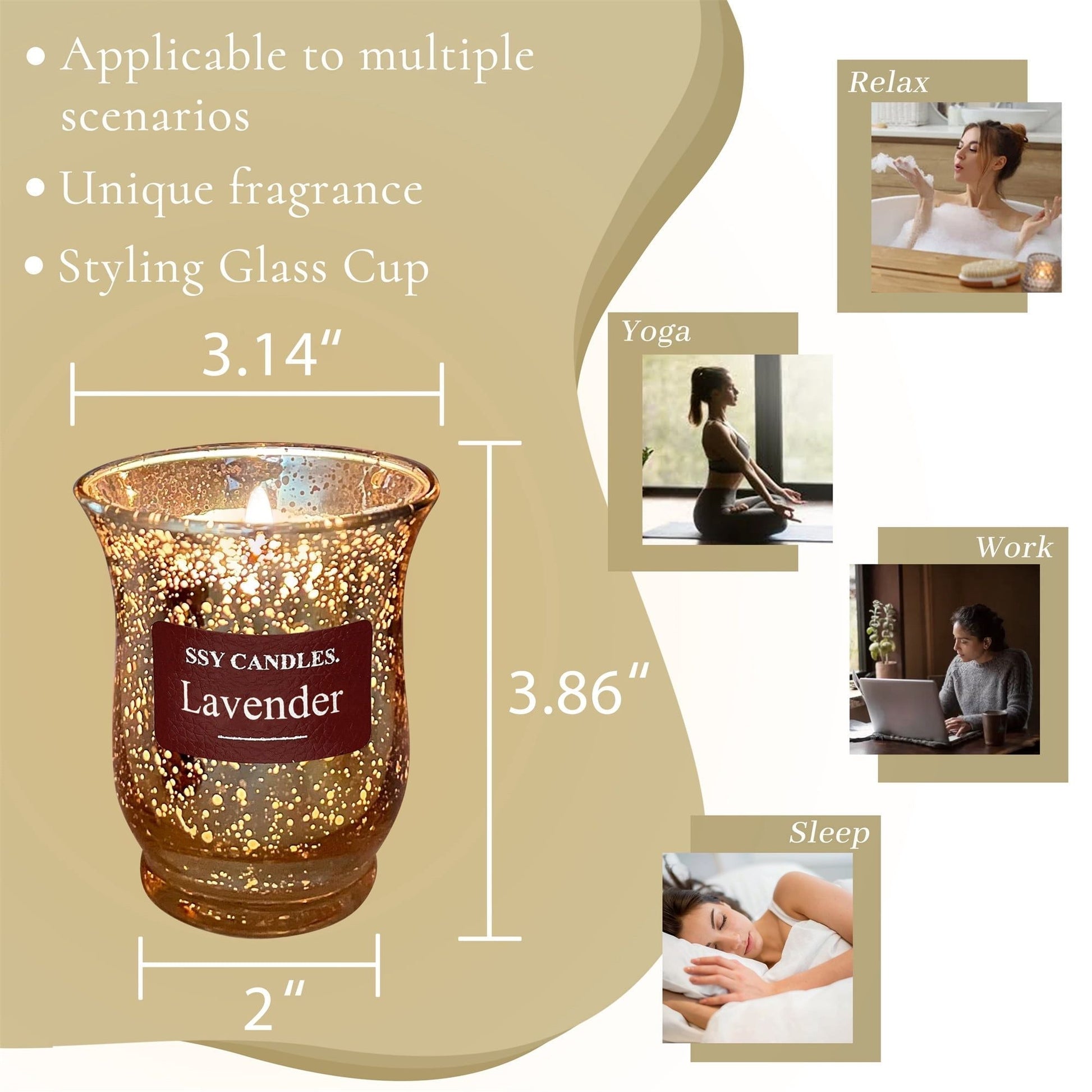 Scented Lavender Soy Wax Jar Candle with Wooden Wick - 8.4oz, Burns for 50 Hours EasyOptionXY LLC