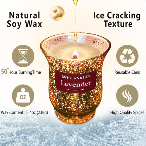 Scented Lavender Soy Wax Jar Candle with Wooden Wick - 8.4oz, Burns for 50 Hours EasyOptionXY LLC