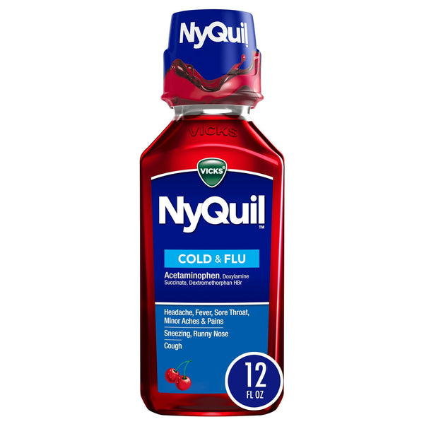 Vicks NyQuil Cold and Flu Relief Liquid Medicine, over-the-Counter Medicine, Cherry, 12 fl. oz. EasyOptionXY LLC