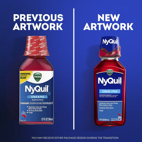 Vicks NyQuil Cold and Flu Relief Liquid Medicine, over-the-Counter Medicine, Cherry, 12 fl. oz. EasyOptionXY LLC