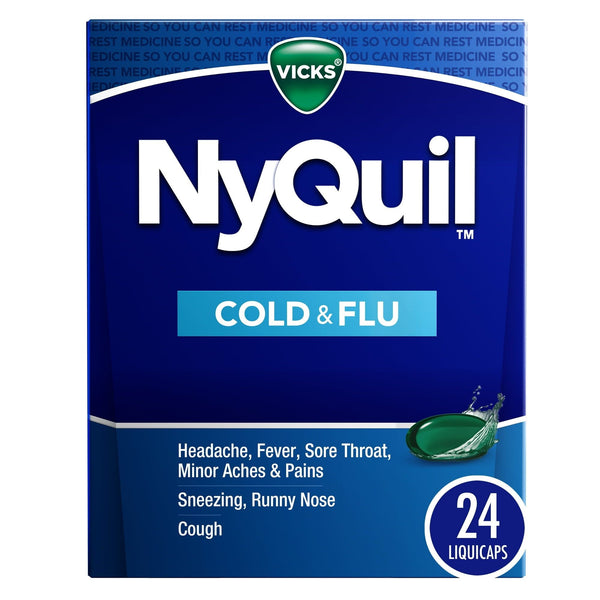 Vicks NyQuil Liquicaps, Nighttime Cold, Cough & Flu Medicine, Over-the-Counter Medicine, 24 Ct EasyOptionXY LLC