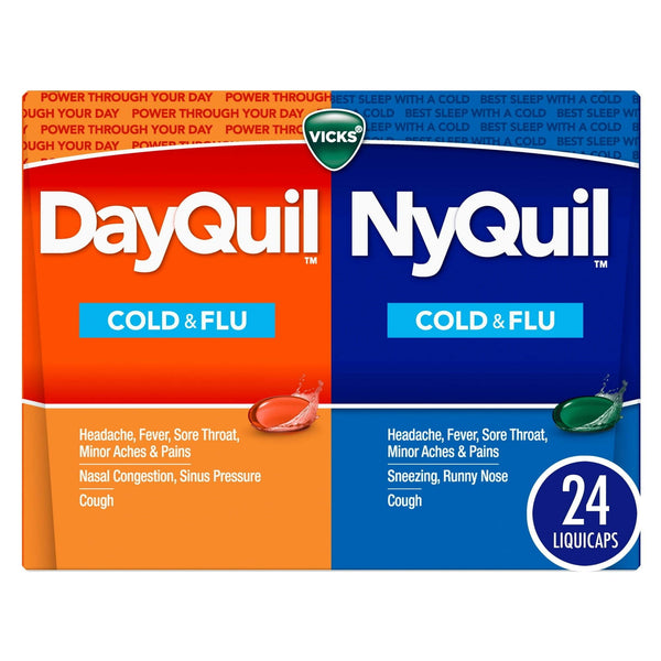 Vicks DayQuil & NyQuil Liquicaps, Cold, Cough and Flu Medicine, over-the-counter Medicine, 24 Ct EasyOptionXY LLC