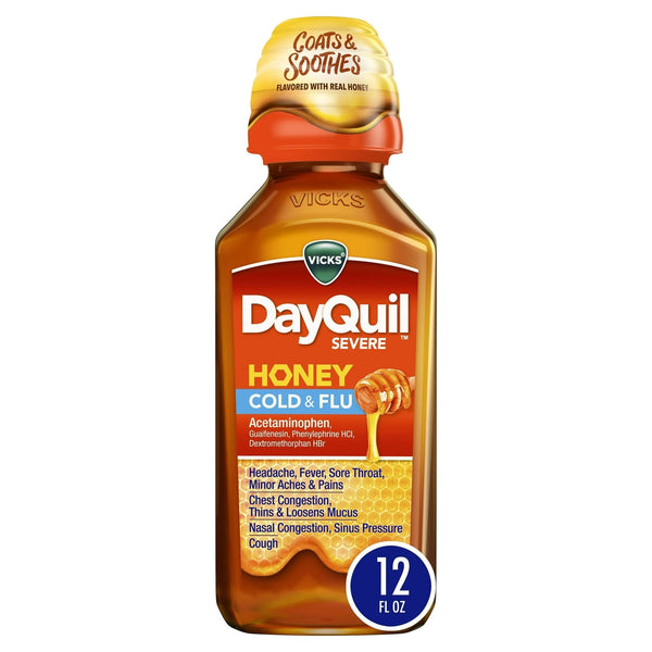 Vicks DayQuil Severe Liquid Medicine, Cold, Cough & Flu, over-the-Counter Medicine, Honey, 12 Oz EasyOptionXY LLC