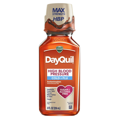 Vicks DayQuil High Blood Pressure Cold & Flu Relief Liquid Medicine, Over-the-Counter Medicine, 8 Oz EasyOptionXY LLC