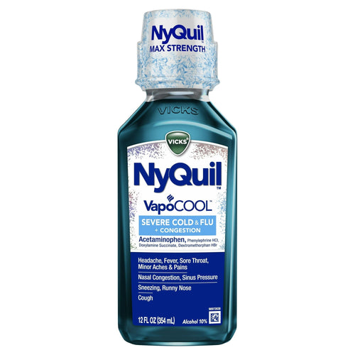 Vicks NyQuil Severe Vapocool Cold, Flu + Congestion, Liquid over-The-Counter Medicine, 12 fl oz EasyOptionXY LLC