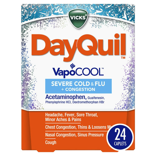 Vicks DayQuil Severe Vapocool Caplets for Cold, Flu + Congestion, over-the-counter Medicine, 24 Ct EasyOptionXY LLC