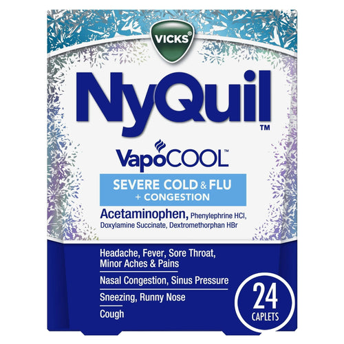 Vicks NyQuil Vapocool Medicine Caplets, Severe Cold & Flu, over-the-counter Medicine, 24 Caplets EasyOptionXY LLC