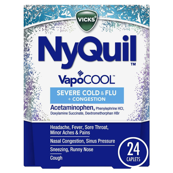 Vicks NyQuil Vapocool Medicine Caplets, Severe Cold & Flu, over-the-counter Medicine, 24 Caplets EasyOptionXY LLC