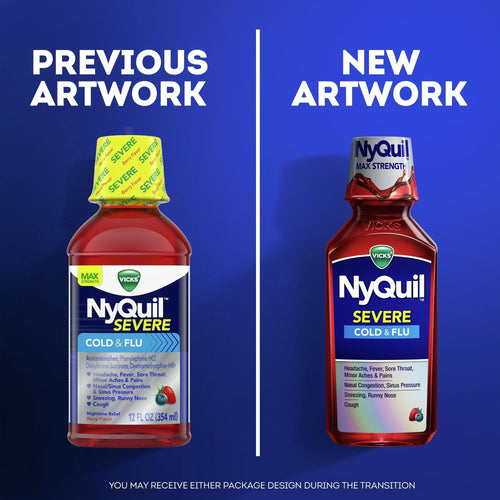 Vicks NyQuil Severe Cold and Flu Medicine, Liquid over-the-Counter Medicine, Berry, 12 oz EasyOptionXY LLC